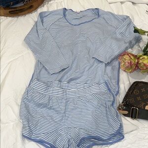 LAKE Striped Blue and White Long-Sleeve Women’s Top